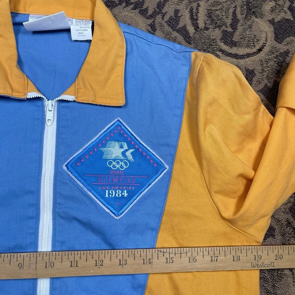 Vtg 80s Levis Jacket Small 1984 Olympic Games Staff Uniform Yellow Blue 105344